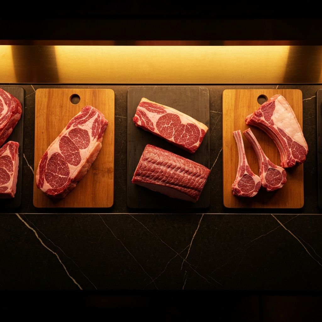 Vitrina de carniceria con cortes premium